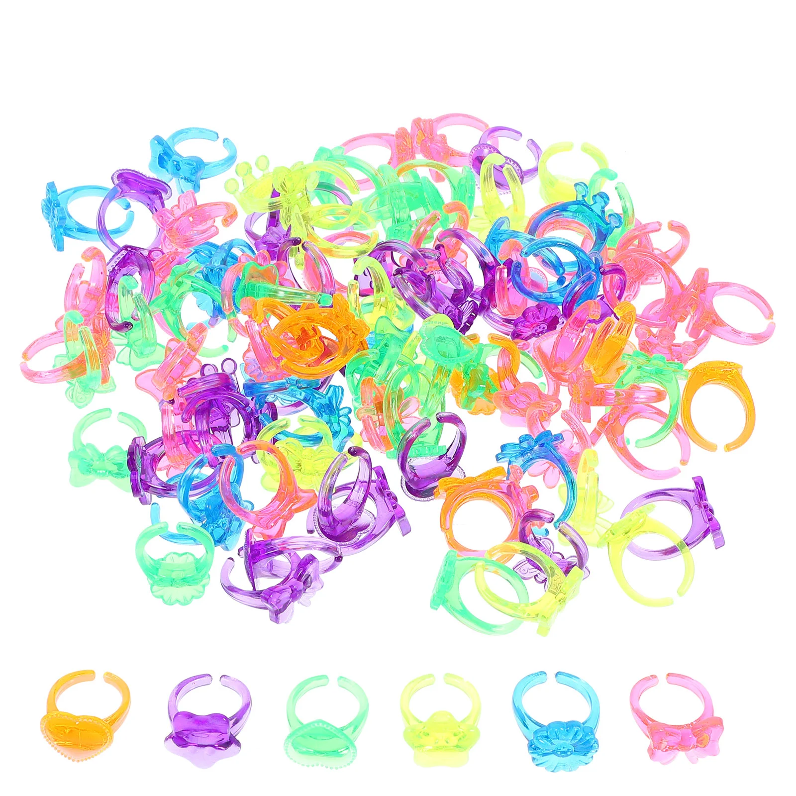 

100 Pcs Toddler Toys Plastic Rings Jewelry Girls Accessories For Teen Kids Child