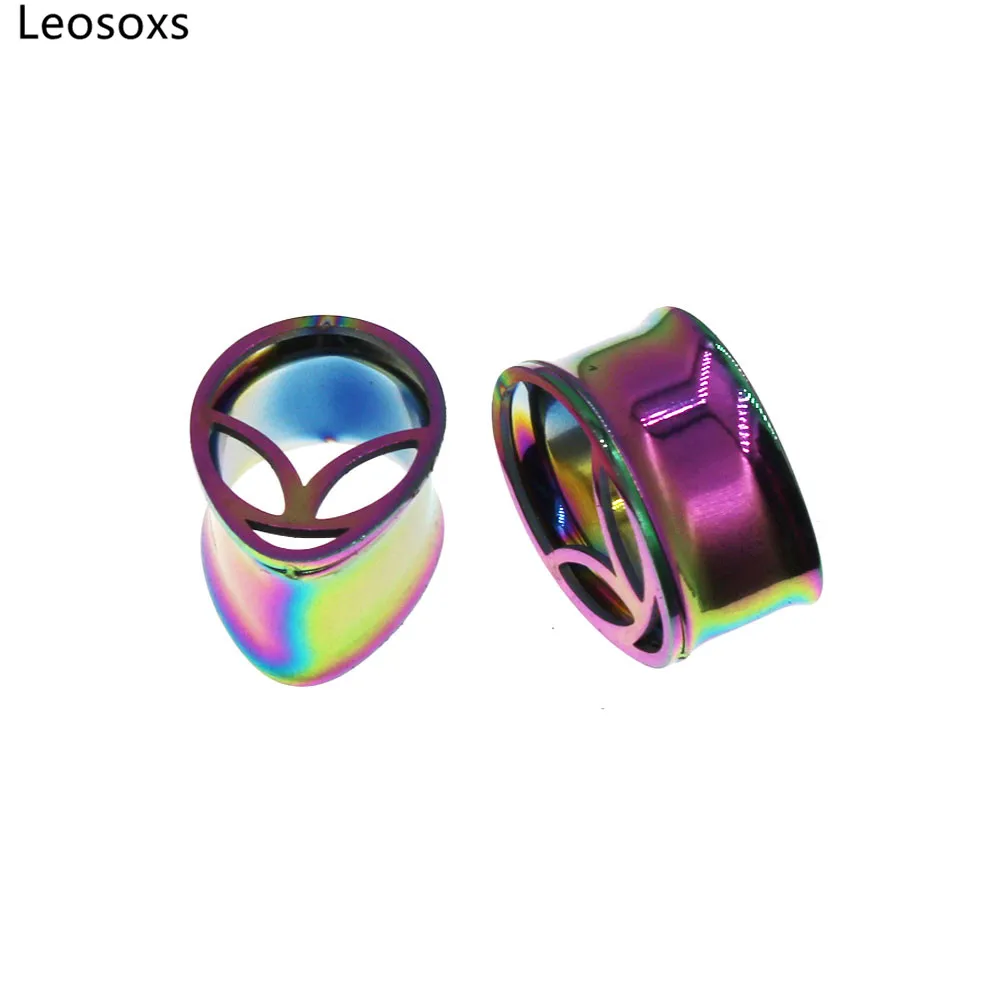 Leosoxs 1 Pair Stainless Steel Water Drop Alien Ear Gauges Body Piercing Jewelry Ear Tunnels Plugs Expanders 8-25mm New