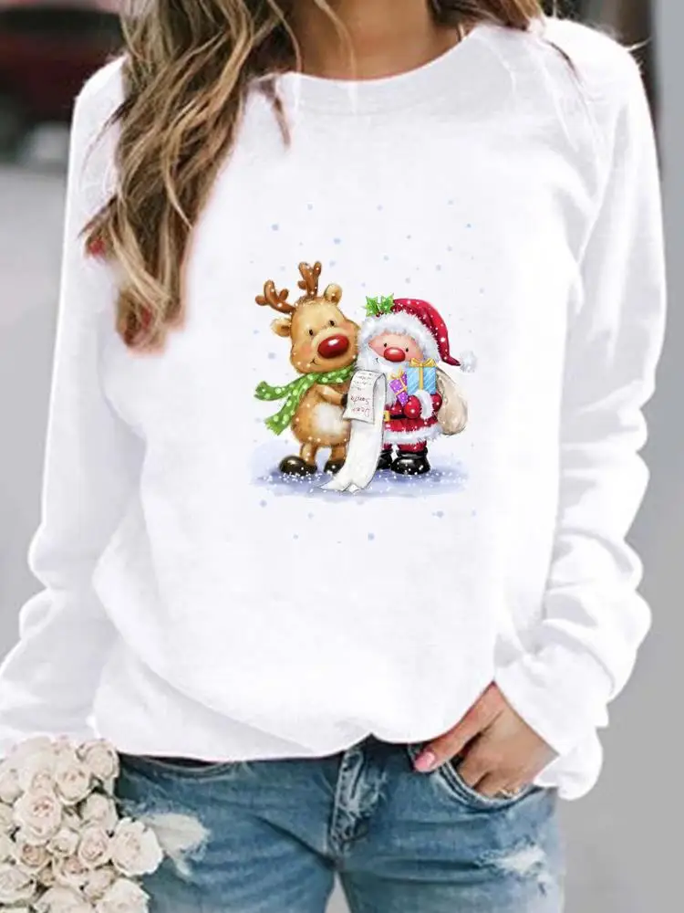 

Print Woman Merry Christmas Fashion Festival Casual Cartoon Sweet 90s Style Female Pullovers Women Hoodies Graphic Sweatshirts