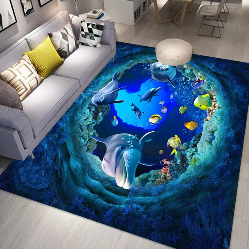 

Sea 3D carpet shark living room carpet fish kids room large rugs table cushion bedroom bedside sofa baby play parlor customized