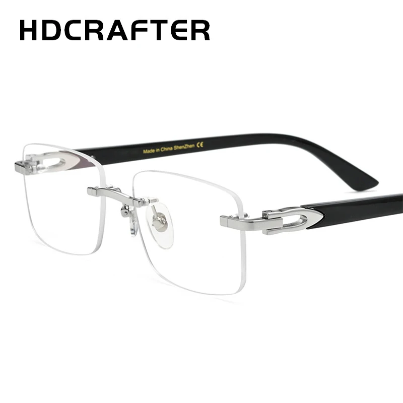 

Rimless Natural Horn Glasses Frame Men Women Light Weight Optical Eyeglasses Frame Prescription Myopia Spectacles Titanium