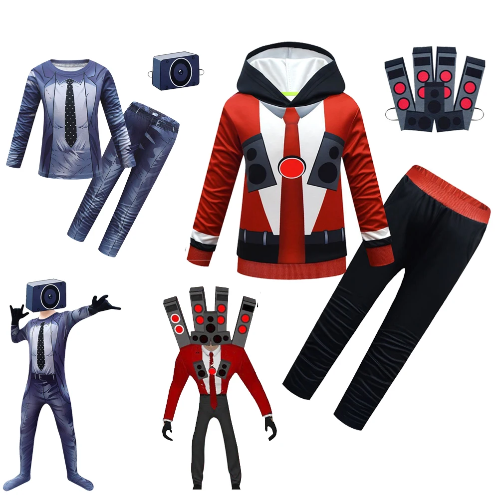 Ужасная игра Skibidi унитаз аудио камера мужской Косплей Костюм смешной динамик