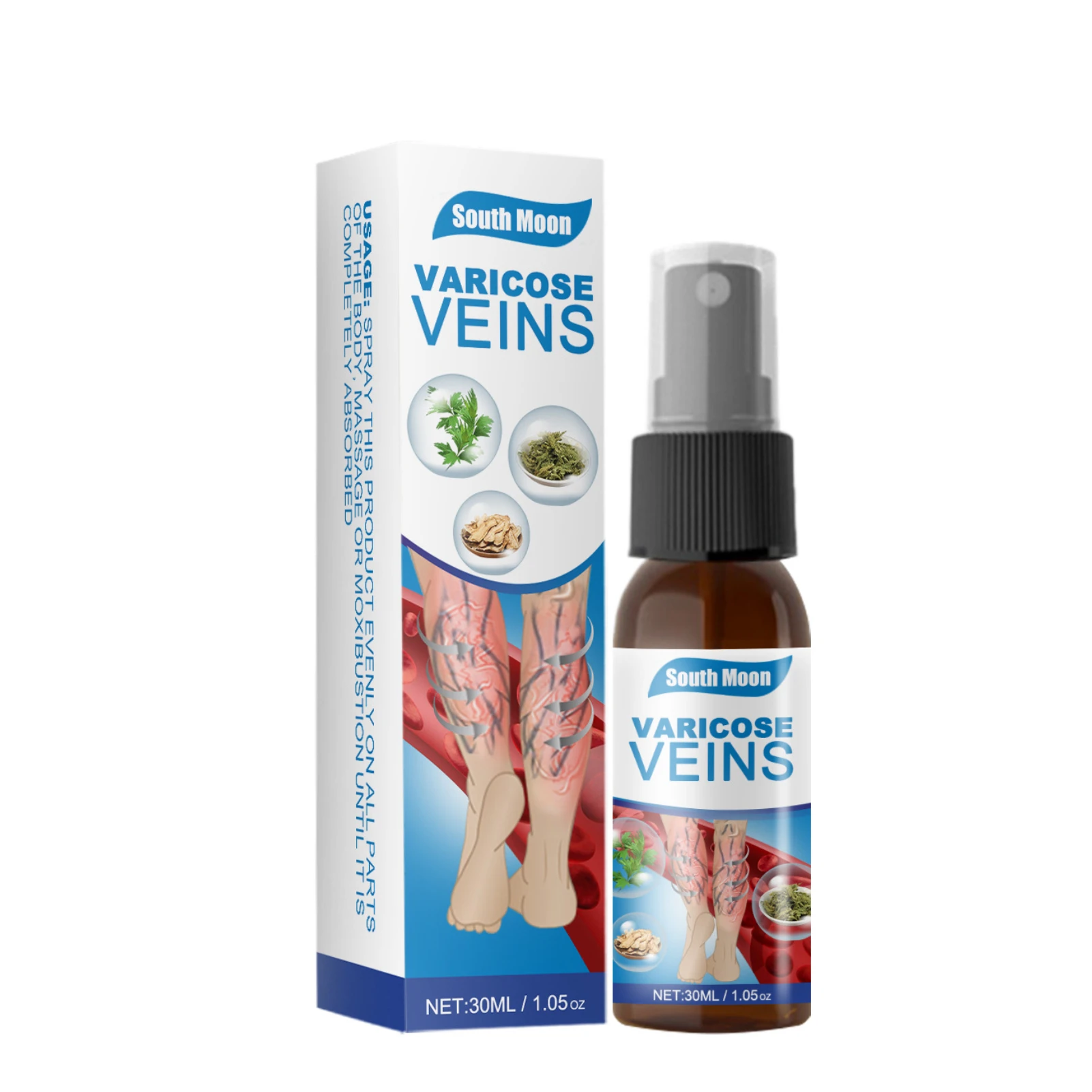 

30ml Varicose Vein Massage Tendon Relieving Spray Smoothes Blood Vessel Bulges Soothe The Worm's Legs Personal Health Care