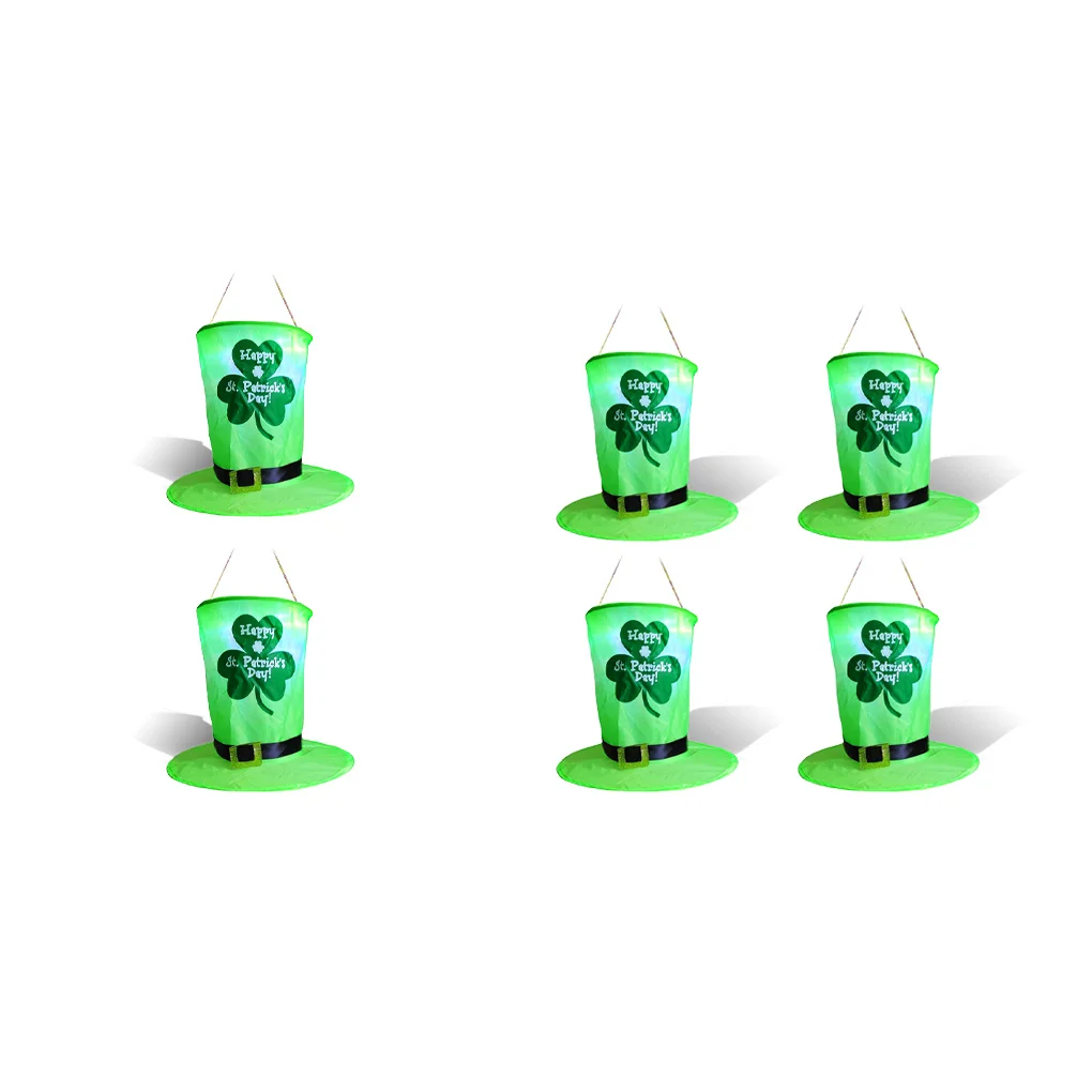 

Green String Lights LED Leprechaun Hat St Patrick s Day Hanging Decorations Battery Operated Outdoor Indoor Use 4pcs