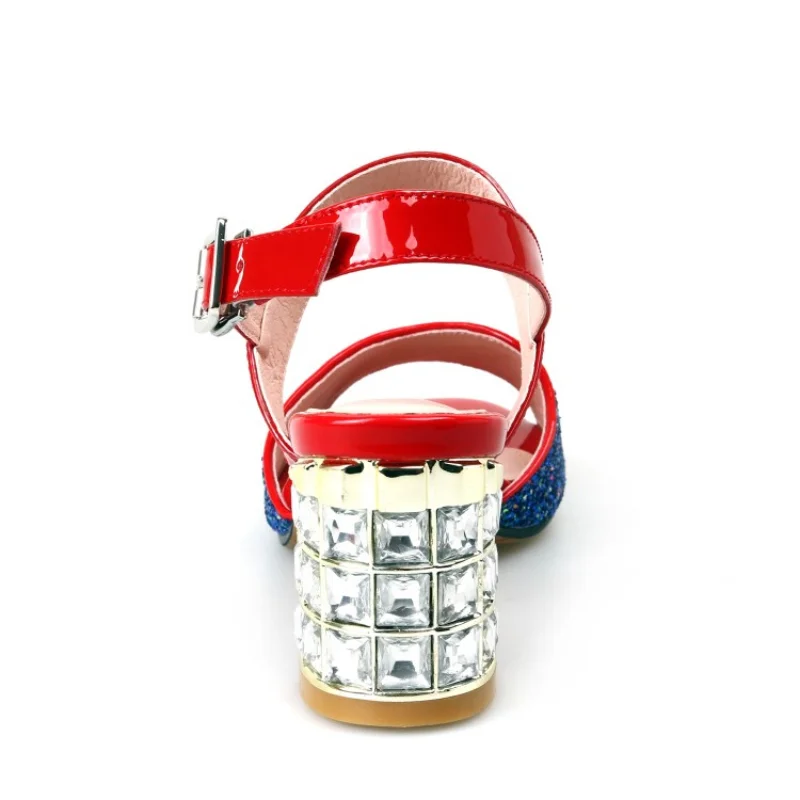 2023 Summer Platform Fish Mouth High Heels Diamond-in-a-line with Sequin Leather Sandals Women Thick Heels Sandals Women1924