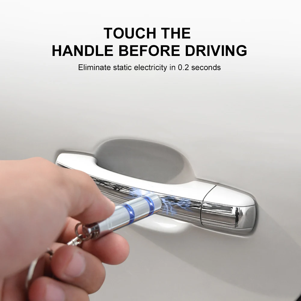 

High Voltage Anti-Static Keychain Portable Car Body Static Eliminator Discharger KeyRing with LED Light Car Accessories 2022 New