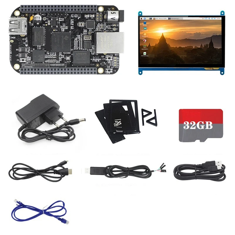 

For Beaglebone BB Black AM3358 512MB+4G EMMC AI Development Board+7-Inch Screen+Screen Bracket+32G SD Card+Power
