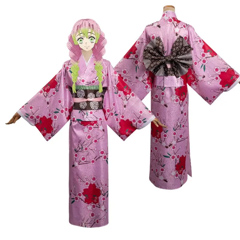 

Anime Demon Slayer Kanroji Mitsuri Cosplay Costume Kimono for Girls Women Uniform Outfits Halloween Carnival Party Disguise Suit