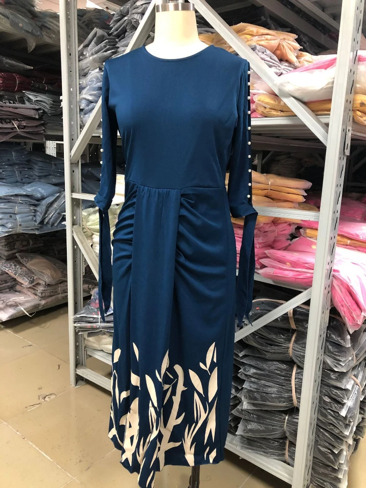 

FMFSSOM Spring Women Hollow Out Belt Dresses Female Summer O Neck Cloak Sleeves Knee Length Dresses Bohemian A Line Robe