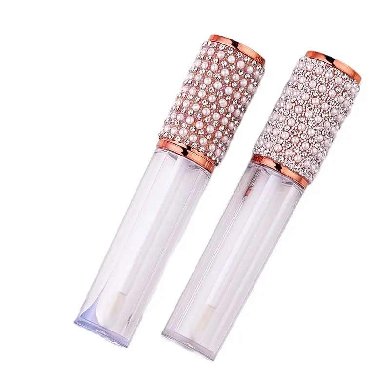 

Lipgloss Wand Tube Round Clear Luxury Diamond Lid 5ml 10/25/50pcs Cosmetic Packaging Empty Plastic Lip Glaze Lip Gloss Tubes