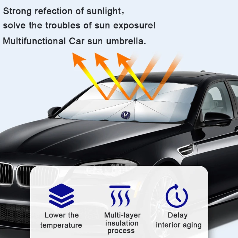 Фото Автомобильный солнцезащитный складной зонт для Changan CS95 CS75 CS85 CS35 Alsvin Eado XT DT ET CS15 CS70 Cv1 Cs1 V7 CX70 Raeton CC UNT-T Auchan №5