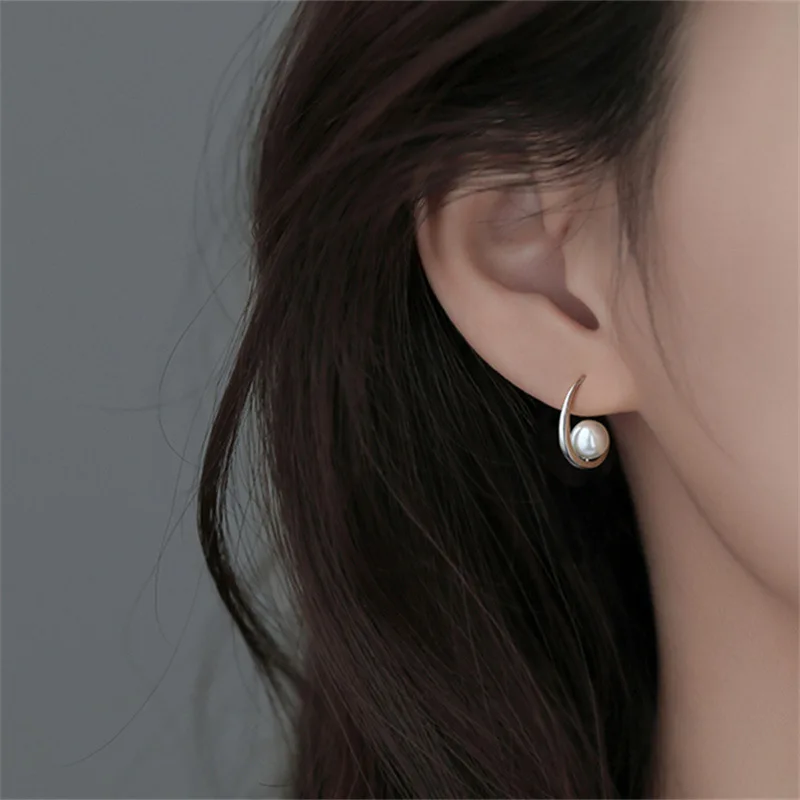 

PANJBJ 925 Sterling Silver Pearl Water Drop Earring for Women Girlgrace Temperament Retro Banquet Jewelry Gift Dropshipping