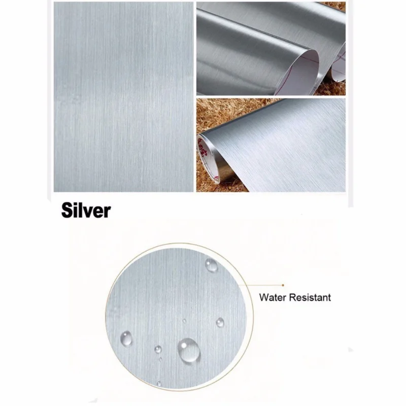 Контактная пленка с текстурой щетки из золота и серебра размером 60 см x 3 м, виниловая самоклеящаяся съемная наклейка DIY обои.