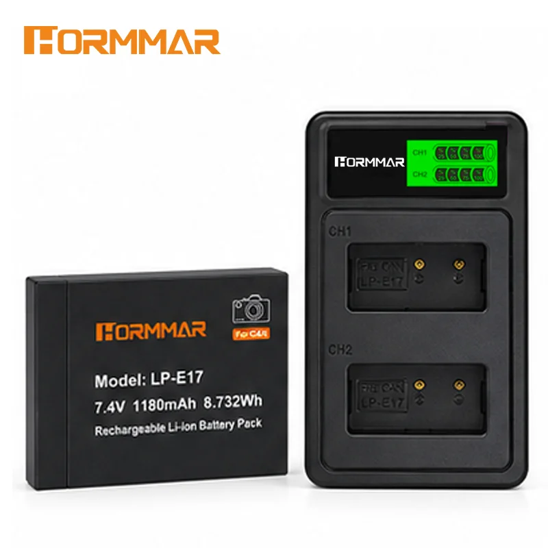 Фото Аккумулятор для камеры LP-E17 1180 мАч, высокая емкость, 7.4V Li-ion, перезаряжаемый, для Canon EOS R50, R10, R8, RP, M6, 800D, 850D №1
