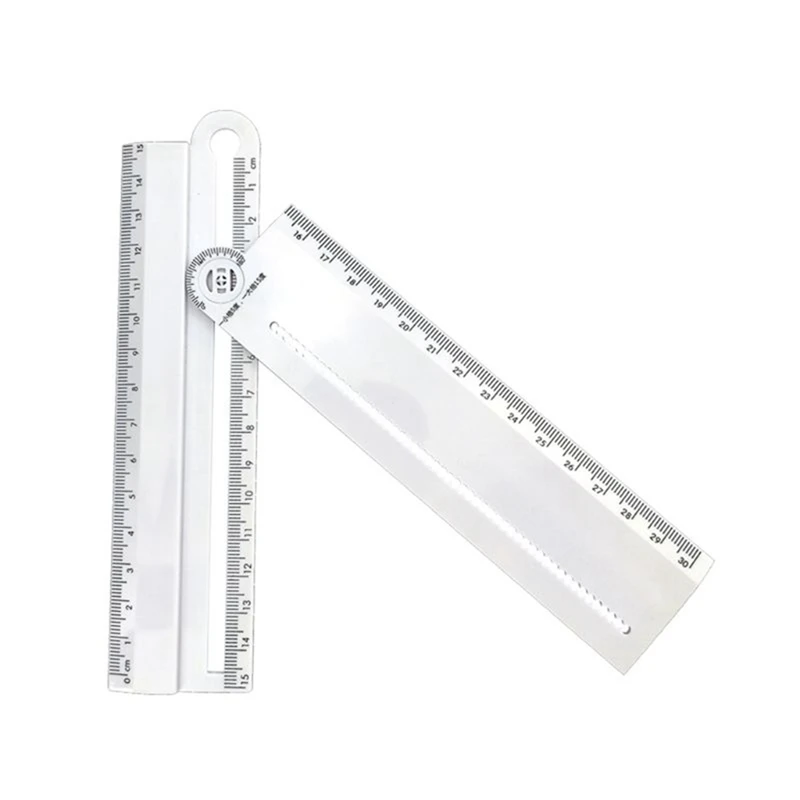 30Cm Transparent Rectangle Ruler Protractor Student Stationery Drawing Tool Supplies