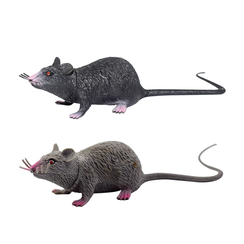 

2 Pcs Mice Prank Realistic Fake Mouse Hamster Toys Rat Figures Plastic Small Halloween Prop