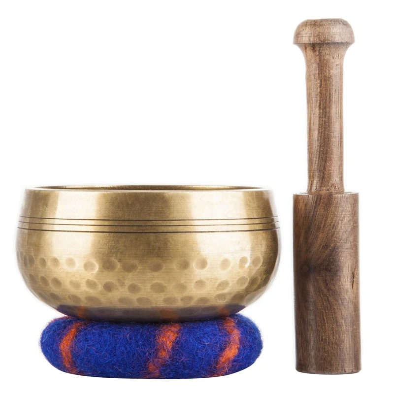 

Тибетская Поющая чаша в комплекте с новым двухсторонним наконечником ручной работы в Непале для медитации йоги, духовного исцеления