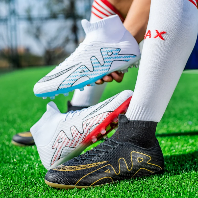 New Men's High-Ankle Breathable Soccer Shoes TF/FG Anti-Slip Football Boots Outdoor Professional Training Football Shoes 2023