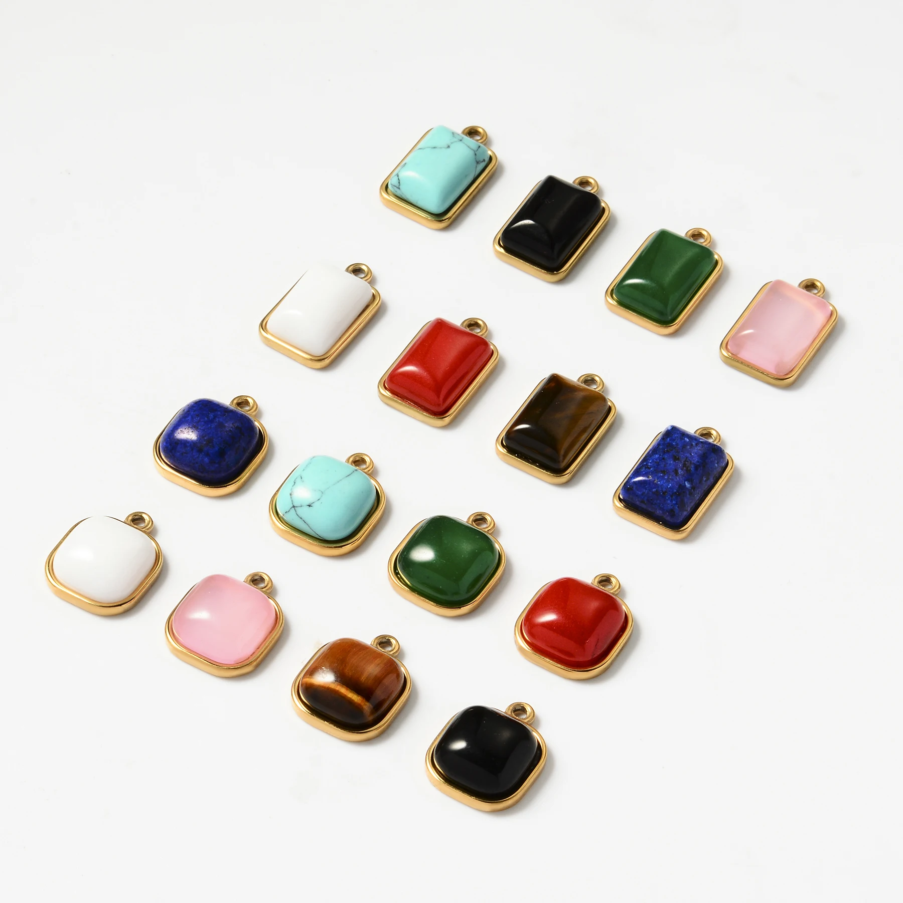 5 шт. квадратный прямоугольник натуральный камень из нержавеющей стали подвески