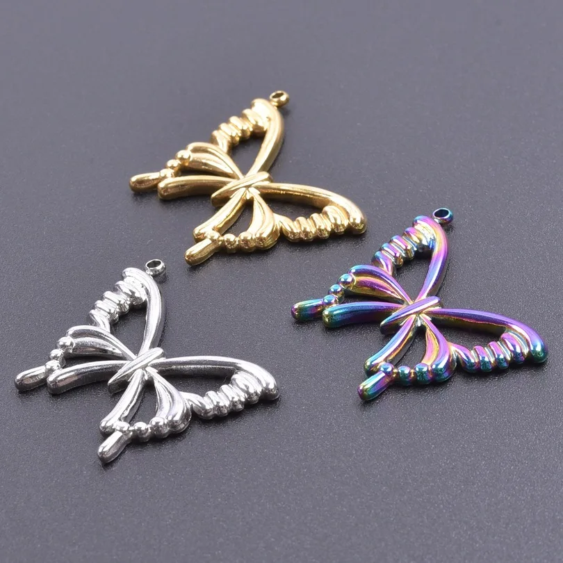 

WZNB 5Pcs Hollow Butterfly Charms for Jewelry Making Moth Frame Stainless Steel Pendant Diy Earrings Necklaces Accessories