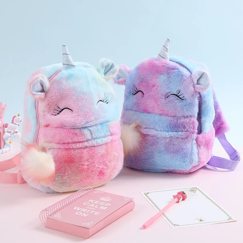 Unicorn Kids Bag  Plush Small Backpack for Girls Cartoon Travel Kid Backpacks With Pom Ball Cute Little Girl Schoolbags Bookbag