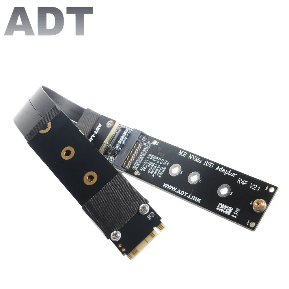 ADT-Link M.2 für NVMe SSD Verlängerung Kabel Solide Stick Riser Karte R44SF M2 zu PCI-Express 3,0 x4 PCIE 32G/bps M Schlüssel Extender