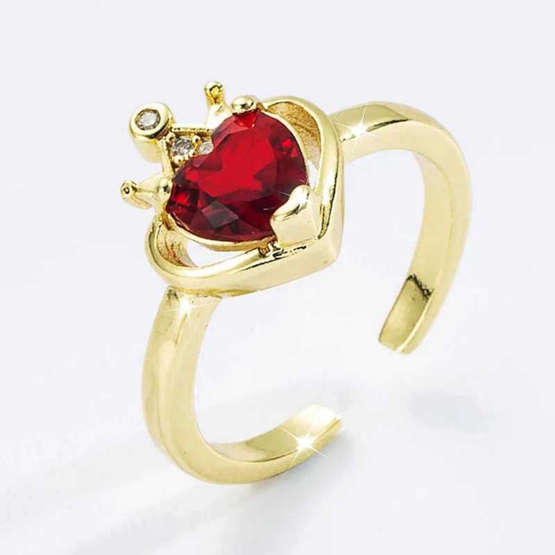 

2022 Fashion for Women Earring Crown Heart Shape Super Large Shine Crystal Exquisite Zircon Opening Adjustable Temperament Rings