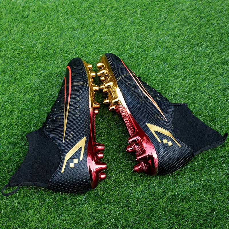2021 New Football Shoes Men High Ankle Splint Grass Training Football Sneakers TF/FG Ultralight Trendy Waterproof Football Shoes