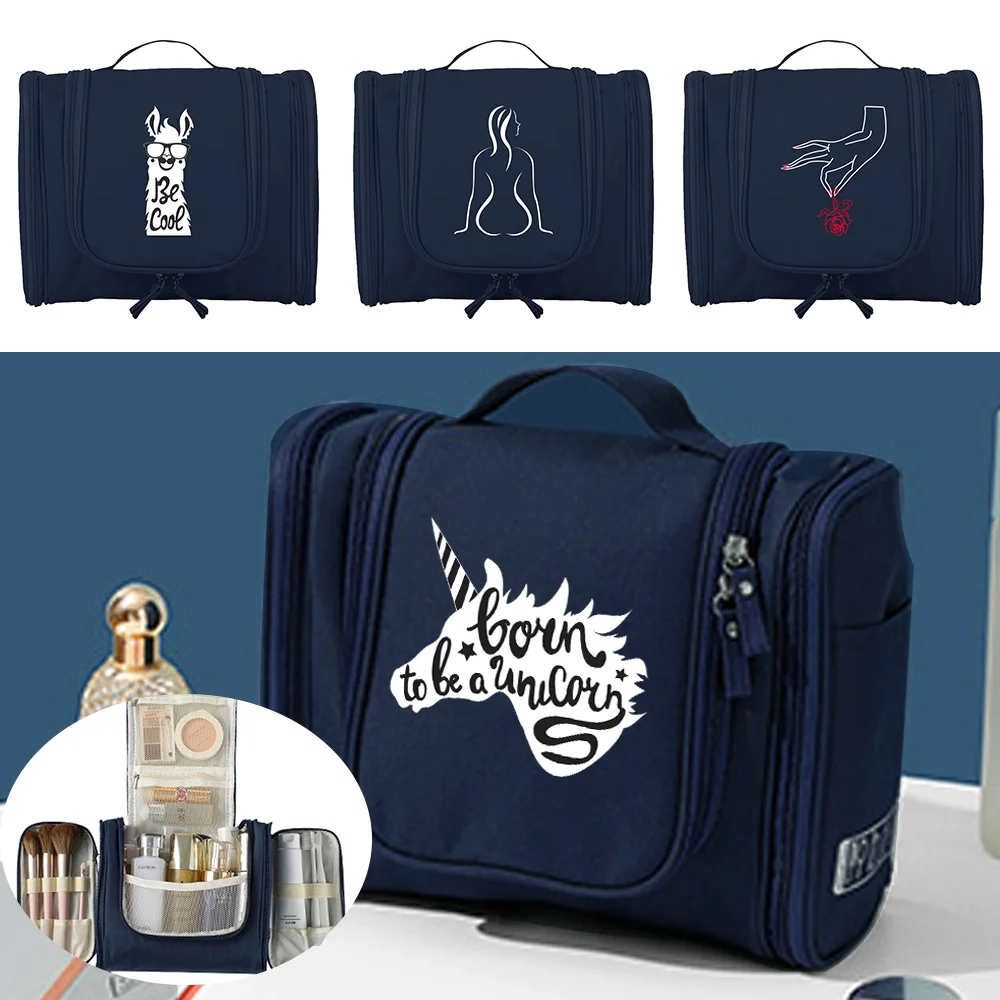 

Women Travel Makeup Bag Toiletry Kits Organizer Bags Hanging Unisex Washing Cosmetic Storage Make Up Cases Cute Picture Series