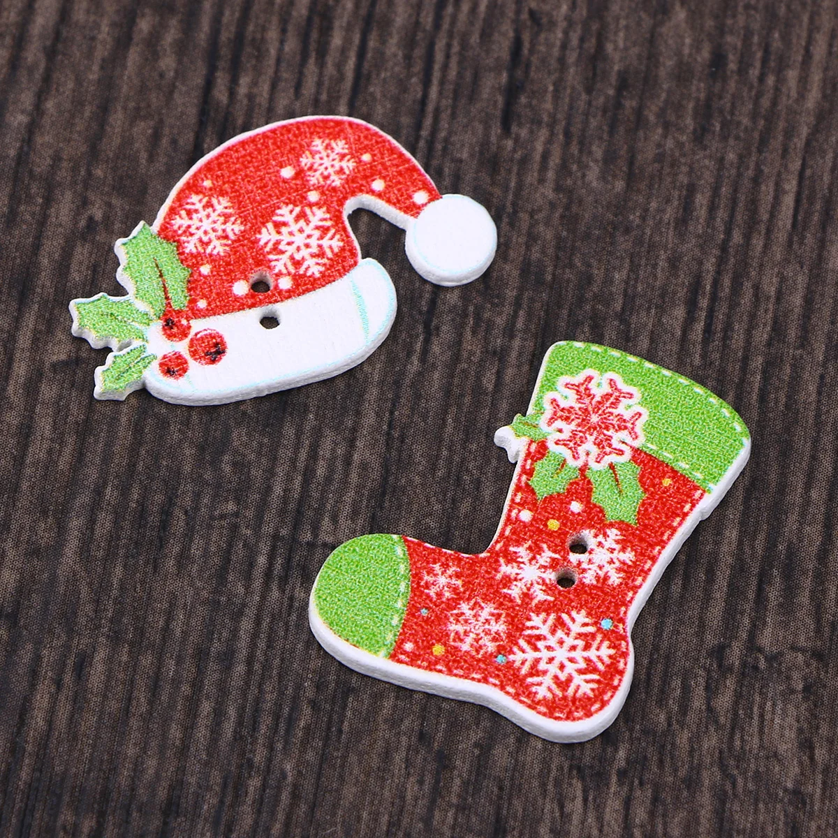 

Buttons Christmas Wooden Crafts Sewing Button Diy Wood Craftxmas Holiday Snowflake Decor Crafting Embellishments Cartoon Santa