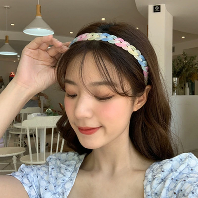

New Resin Chain Gold Silver Bezel Hairbands Women's Accessories Vintage Fashion Girls Headband Hoop Femme Hair Ornaments