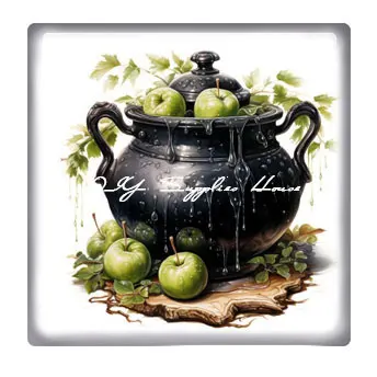 10 шт./лот котел на Хэллоуин ведьма тыква яблоко квадратное фото стеклянный