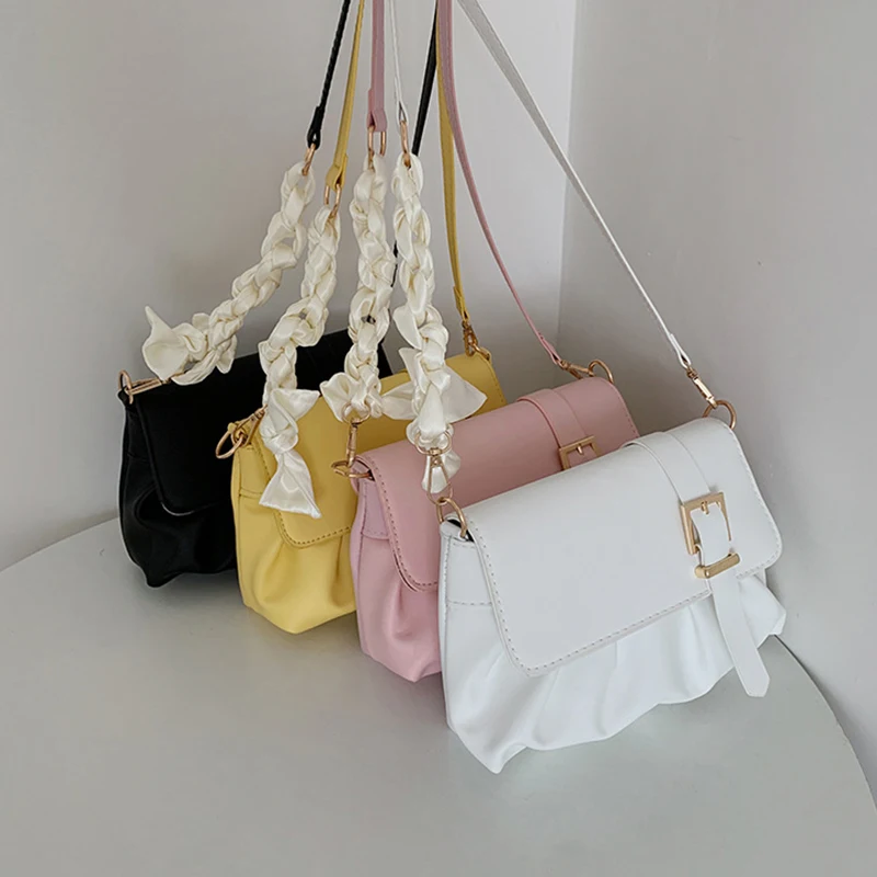 

White Pink Crossbody Bag For Women 2022 Trend Designer Handbag PU Leather Shoulder Totes Underarm Female Small Subaxillary Bag