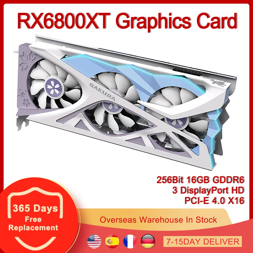 Видеокарта Yeston RX6800XT PCI-E 4 0 X16 256Bit 16GB GDDR6 видеокарта с 3 портами HD для AMD RX 6800 XT 16G 256 бит