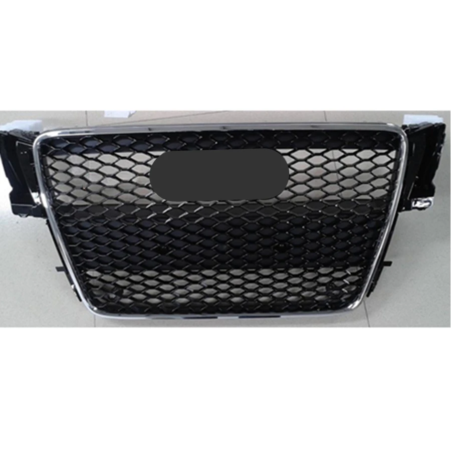 

For RS5 Style Front Sport Hex Mesh Honeycomb Hood Grill Chrome Gloss Black for Audi A5/S5 B8 2008 2009 2010 2011