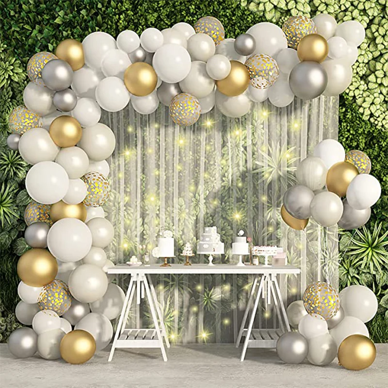 

Gold White Balloon Garland Arch Kit With Confetti Metallic Latex Ballonnen For Baby Shower Wedding Decor Birthday Party Supplies