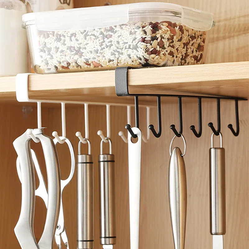 

Кухонный крючок, стеллаж для хранения, держатель для чашки с 6 крючками для ложки, кофейной чашки, органайзер, вешалка для ложки, кухонные акс...