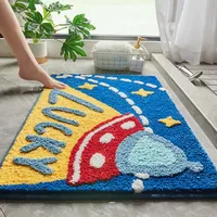 Inyahome Indoor Bathmats Rugs Cute Kids Carpet Non-Slip Extra Soft Microfiber Washable Water Absorbent Shower Toilet Bath Rugs