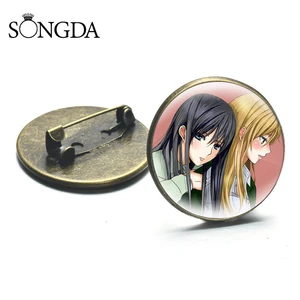 Anime Pins Citrus Aihara Yuzu Brooch Cartoon Figure Aihara Mei Glass Round Pin Badge Clothes Jewellery Accessories