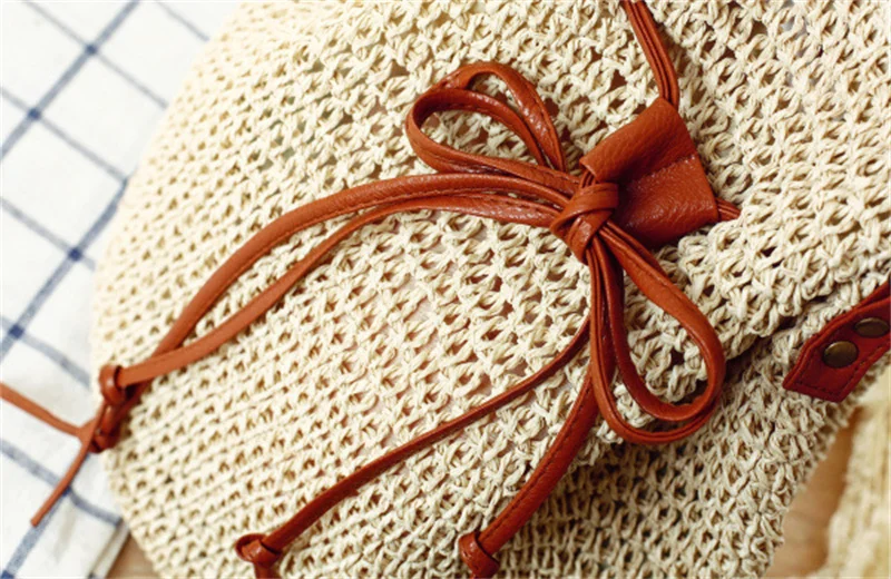 2023 New Women Handmade Straw Shoulder Bags Beach Bucket Bags Summer String Bags 2 Colors Drop Shipping