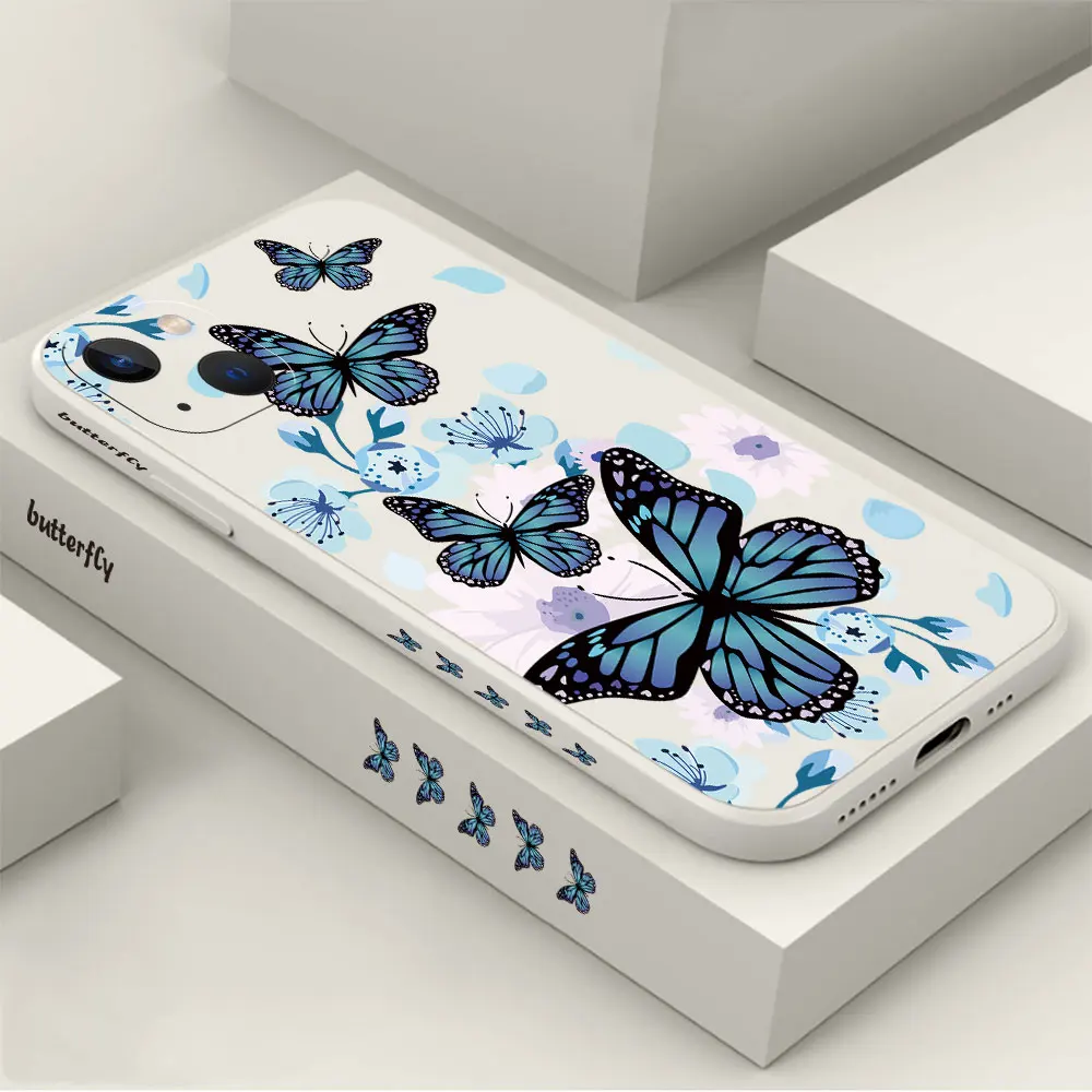 

Aurora Butterfly Phone Case For Apple iPhone 14 13 12 11 Pro Max Mini 8 7 6 6S X XR XS SE Plus Cover Liquid Silicone Funda Cqoue