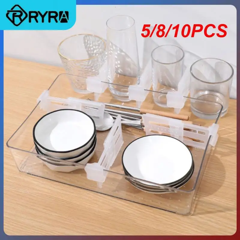 

10PCS Refrigerator Telescopic Partition Adjustable Transparent Partition Kitchen Bottle And Jar Finishing Partition Storage Rack