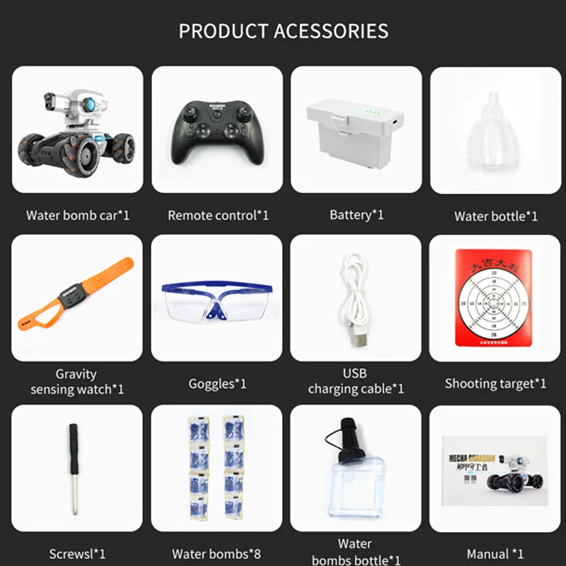 2.4G 4WD Rc Car Remote Control Tank Stunt Rotating Off-road Vehicle Water Bomb Launch Gesture Induction Spray Childrens Toys - 2.4G 4WD радиоуправляемый танк на дистанционном управлении со способностью выполнять трюки и повороты на бездорожье, лаунчером д