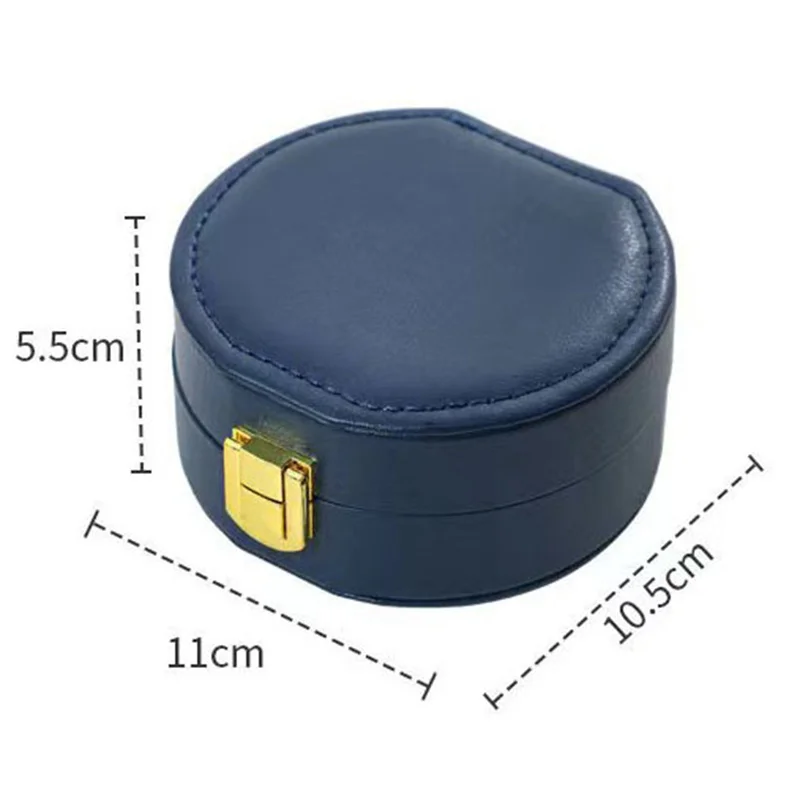 Luxury Double Leather Jewelry Storage Box Round Portable Bracelet With Mirror Earrings Ring Jewelry Case Jewelry Organizer