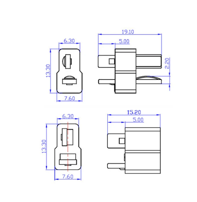 Новые 10/20 шт./комплекты различных спецификаций разъемы T-Plug мужские и женские в стиле Deans для запасных частей RC LiPo Battery ESC.