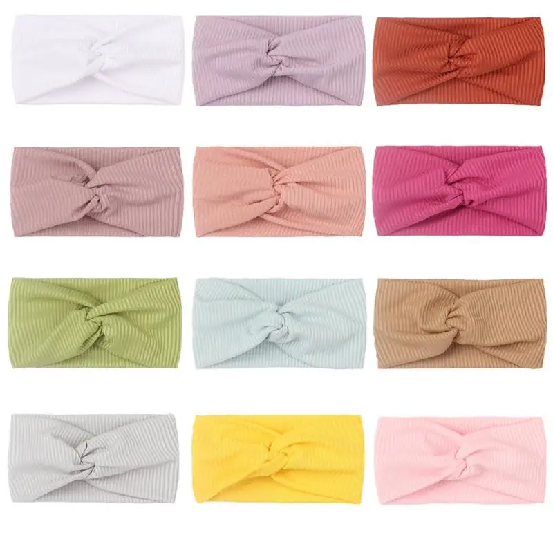 

0-4 Y Baby Headband Fashion Solid Color Thread Cross Stretch Nylon Kids Headwear Baby Hairband Infant Toddler Hair Accessories
