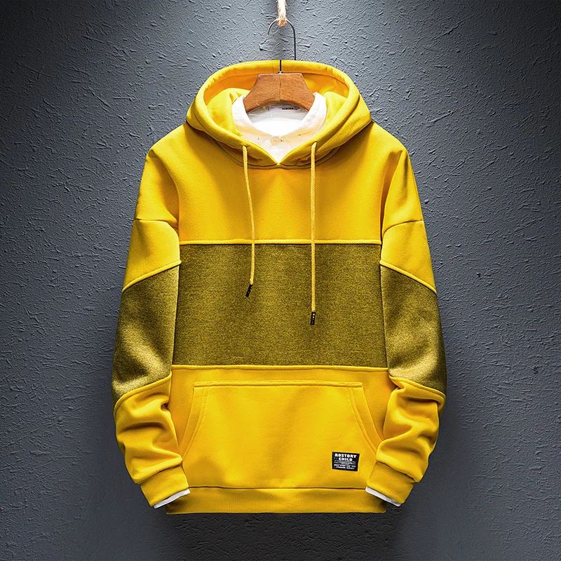 

Sweaters Menswear Autumn New Black Hooded Pullover Patch Coat