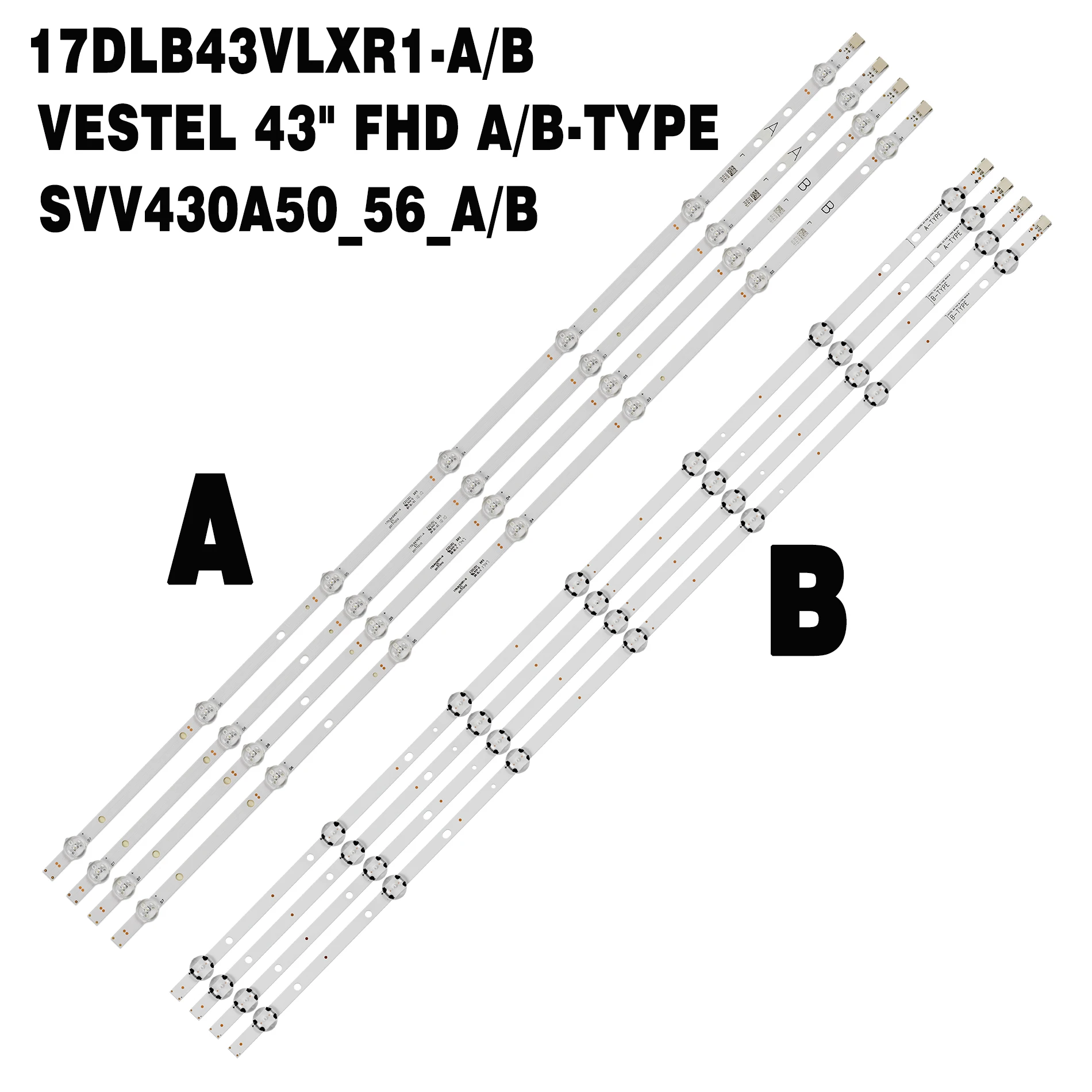 20pcs LED Backlight Strip VESTEL 43 FHD A-TYPE B-Type 17DLB43VLXR1 SVV430A50_56_A/B VES430UNDL-2D-N12 VES430UNDS-2D-N14