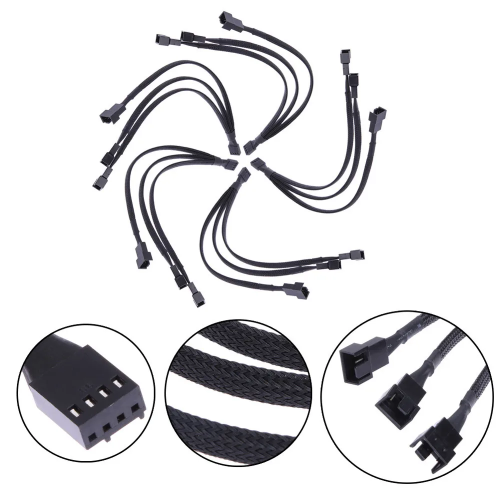 

2022 New Fan 4pin to 3 x 4pin/3pin PWM extender cable 4pin to 3 Ways Y Splitter Cable support 4-pin/3-pin fan