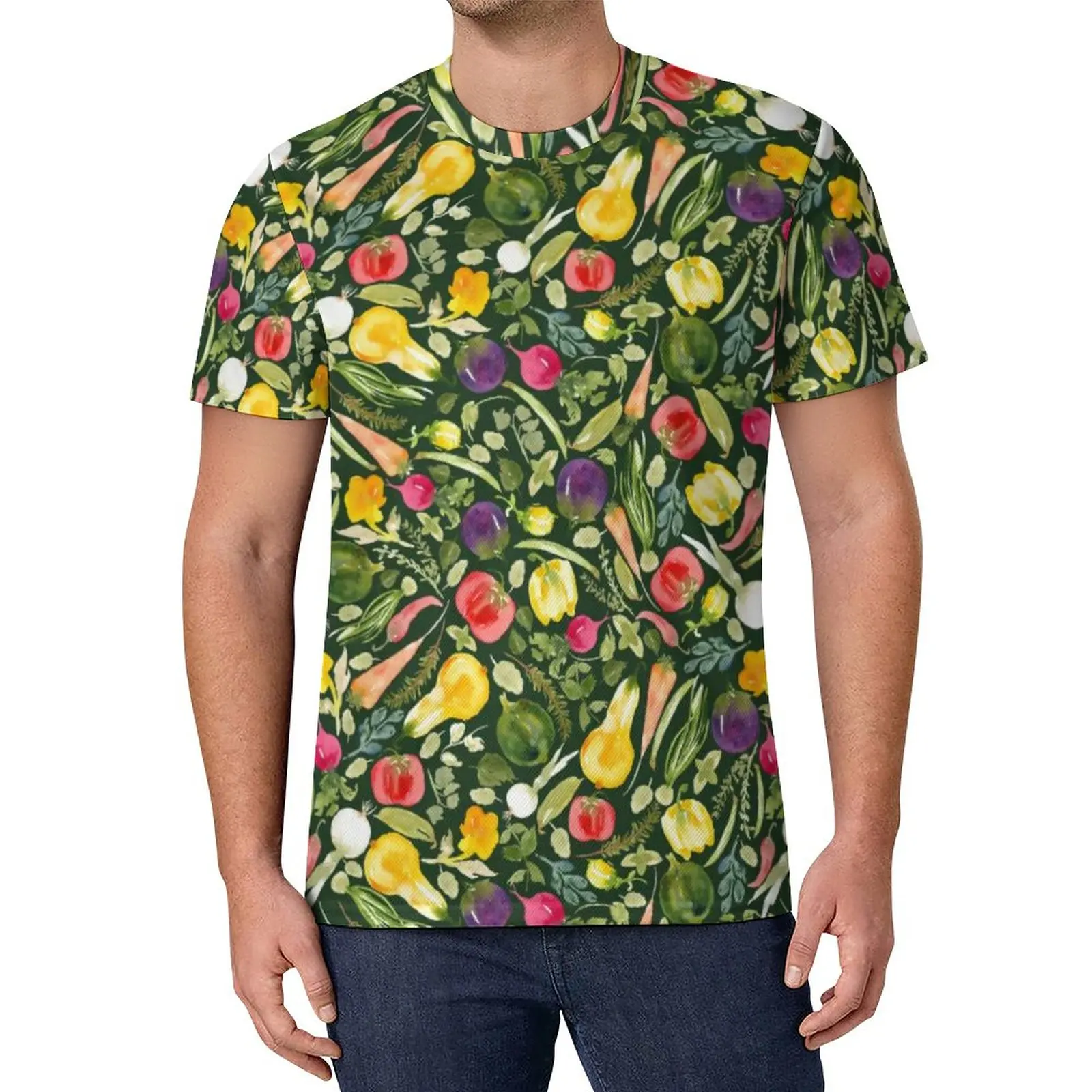 

Watercolor Vegetarian T Shirt Vegetable Lover Fashion T Shirts Streetwear Tee Shirt Summer Short Sleeves Custom Top Tees